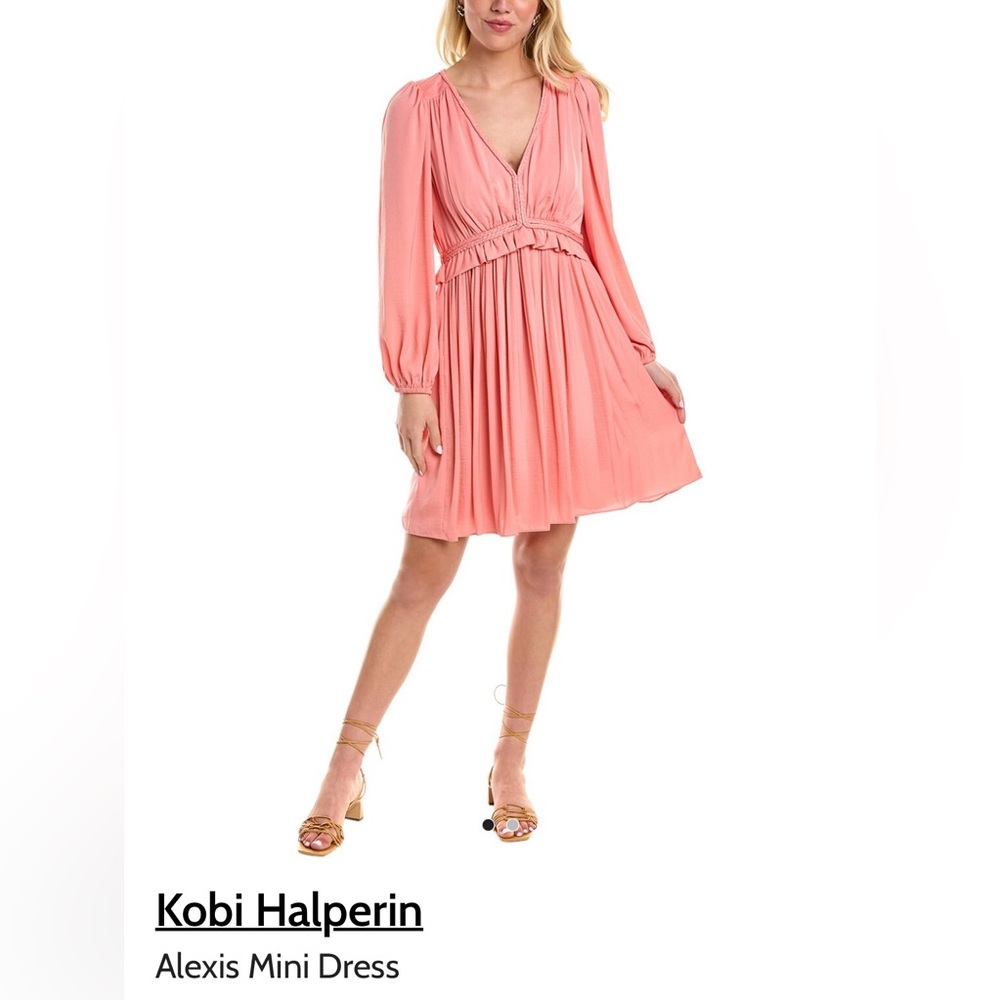 Kobi Halperin Orange Pink long sleeve dress